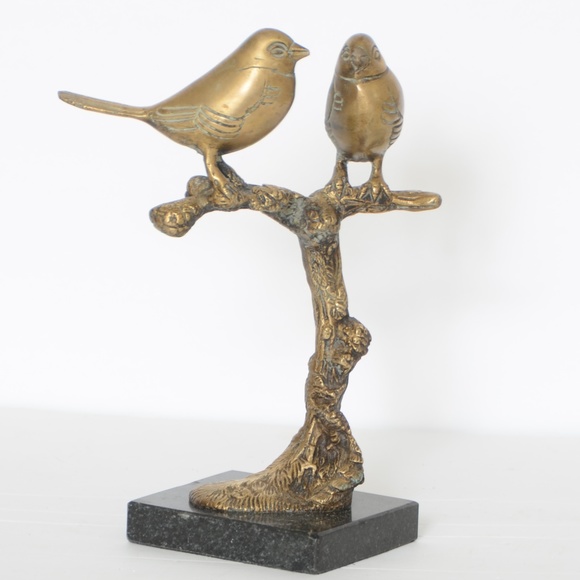Unlisted Other - "PAIR OF BRASS BIRDS ON  A BRANCH" 9 1/2" X 7"